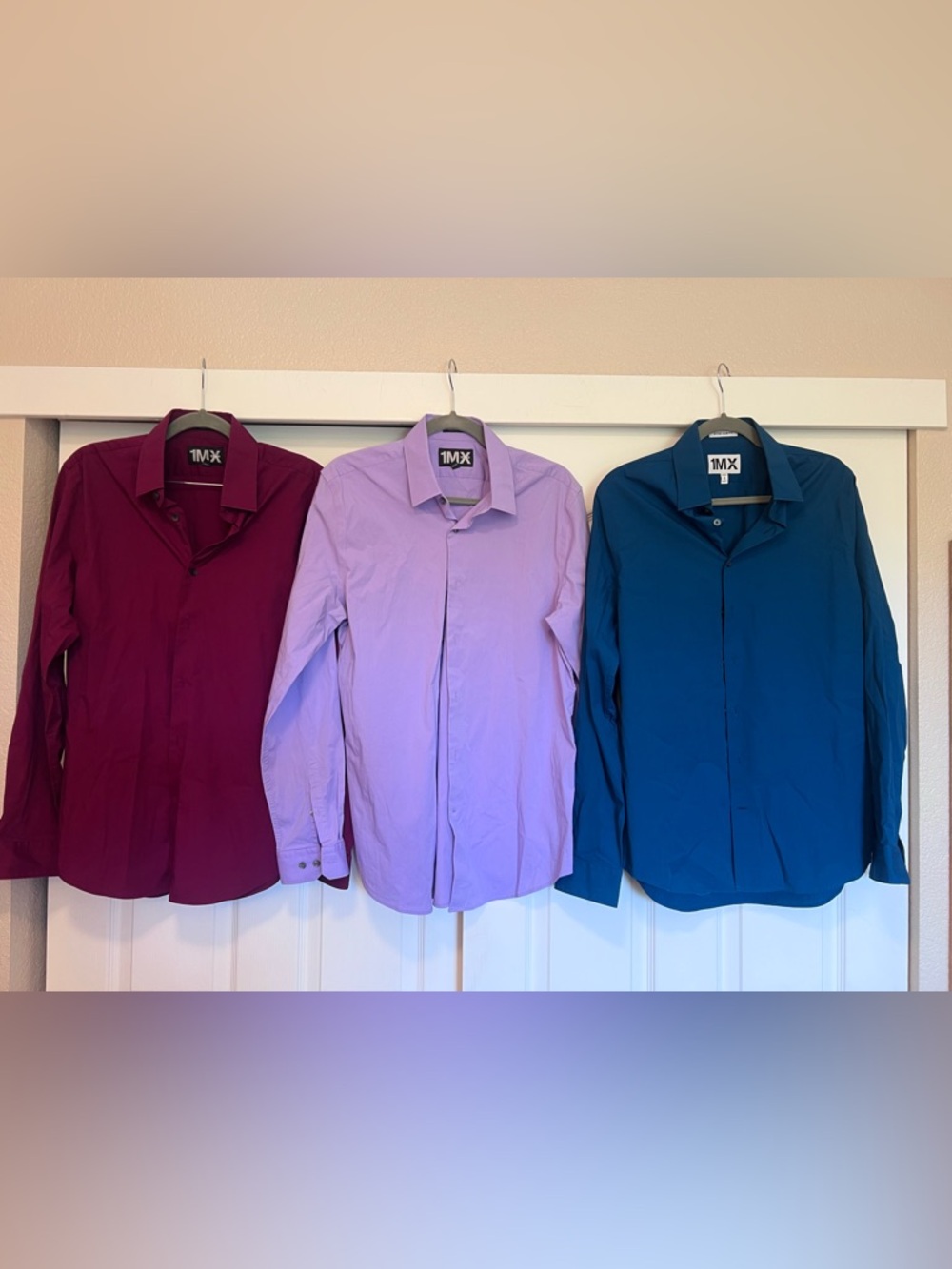 3 Express Men's Dress Shirt Bundle - Plum, Lavender, Teal - Men’s Med - Like New